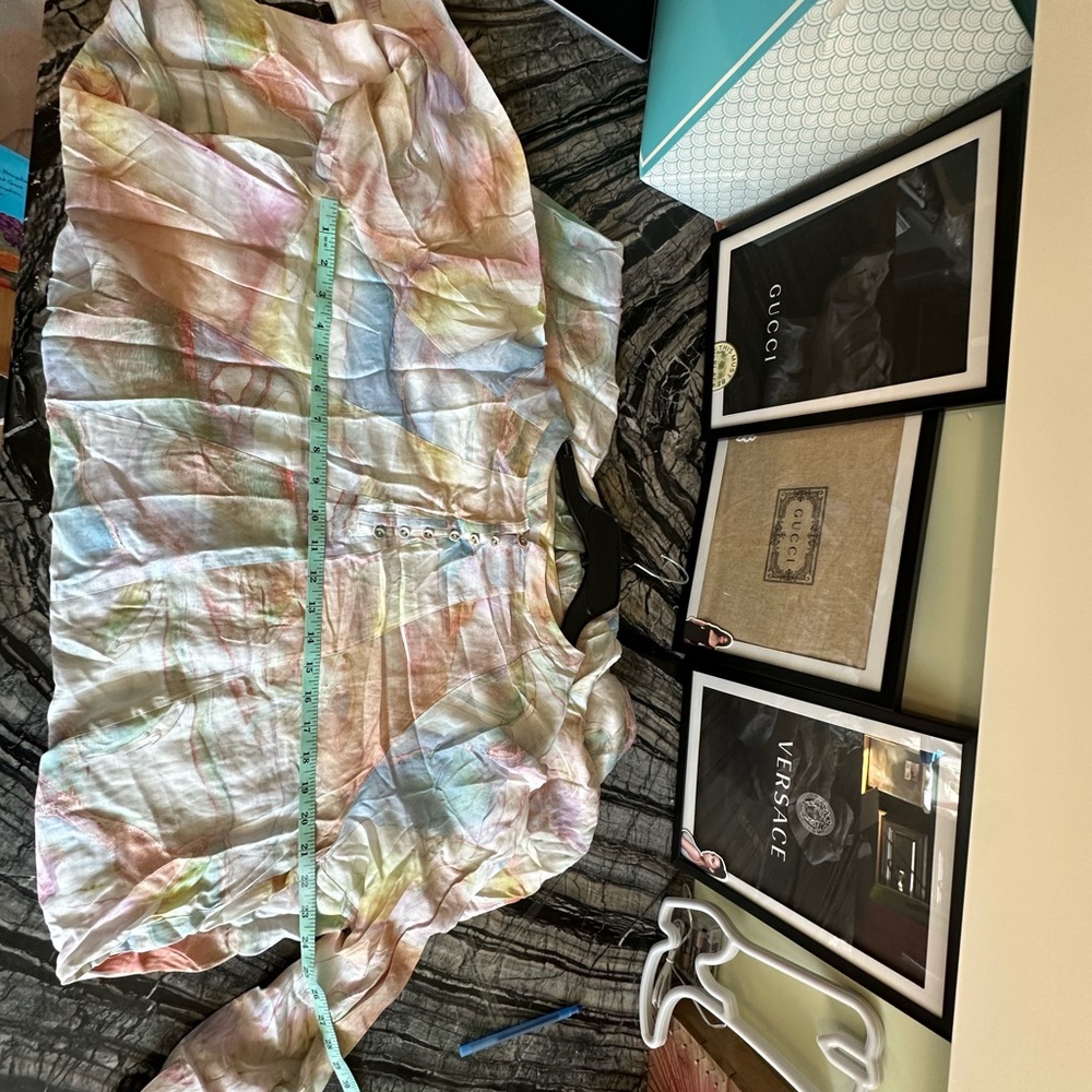 CALME by JOHNNY WAS Marble Kaftan Maxi  SMALL Dress Cotton Silk Blend - Picture 11 of 11